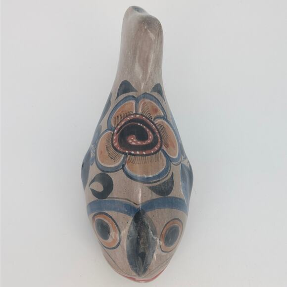 Tonala Fish Figurine Mexican Folk Art Pottery Hand Painted Ceramic Sculpture - Picture 6 of 12